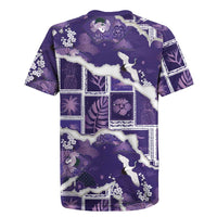 Hawaii Japanese Culture Purple Rugby Jersey Spring Cranes Aloha Pattern