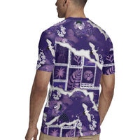 Hawaii Japanese Culture Purple Rugby Jersey Spring Cranes Aloha Pattern