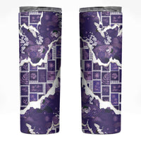 Hawaii Japanese Culture Purple Skinny Tumbler Spring Cranes Aloha Pattern