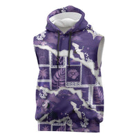 Hawaii Japanese Culture Purple Sleeveless Hoodie Spring Cranes Aloha Pattern LT01 Purple - Polynesian Pride