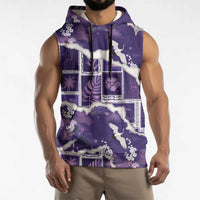 Hawaii Japanese Culture Purple Sleeveless Hoodie Spring Cranes Aloha Pattern LT01 - Polynesian Pride