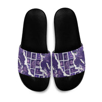 Hawaii Japanese Culture Purple Slide Sandals Spring Cranes Aloha Pattern