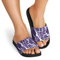 Hawaii Japanese Culture Purple Slide Sandals Spring Cranes Aloha Pattern