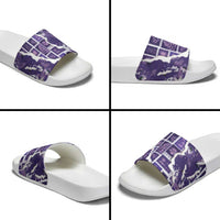 Hawaii Japanese Culture Purple Slide Sandals Spring Cranes Aloha Pattern
