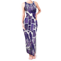 Hawaii Japanese Culture Purple Tank Maxi Dress Spring Cranes Aloha Pattern