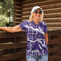 Hawaii Japanese Culture Purple Women Polo Shirt Spring Cranes Aloha Pattern