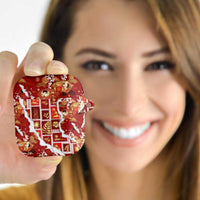 Hawaii Japanese Culture Red AirPods Case Spring Cranes Aloha Pattern
