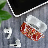 Hawaii Japanese Culture Red AirPods Case Spring Cranes Aloha Pattern