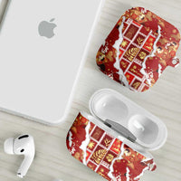 Hawaii Japanese Culture Red AirPods Case Spring Cranes Aloha Pattern