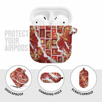 Hawaii Japanese Culture Red AirPods Case Spring Cranes Aloha Pattern