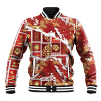Hawaii Japanese Culture Red Baseball Jacket Spring Cranes Aloha Pattern