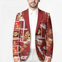 Hawaii Japanese Culture Red Blazer Spring Cranes Aloha Pattern