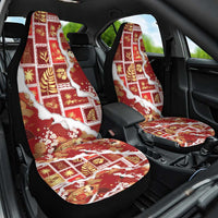 Hawaii Japanese Culture Red Car Seat Cover Spring Cranes Aloha Pattern