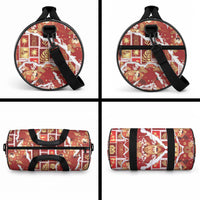 Hawaii Japanese Culture Red Duffle Bag Spring Cranes Aloha Pattern