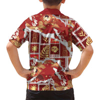 Hawaii Japanese Culture Red Family Matching Off Shoulder Maxi Dress and Hawaiian Shirt Spring Cranes Aloha Pattern LT01 - Polynesian Pride