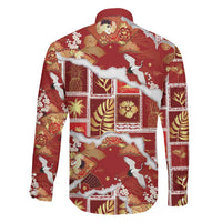 Hawaii Japanese Culture Red Family Matching Off Shoulder Short Dress and Hawaiian Shirt Spring Cranes Aloha Pattern LT01 - Polynesian Pride