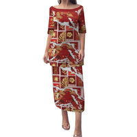 Hawaii Japanese Culture Red Family Matching Puletasi and Hawaiian Shirt Spring Cranes Aloha Pattern LT01 Mom's Dress Red - Polynesian Pride