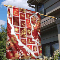Hawaii Japanese Culture Red Garden Flag Spring Cranes Aloha Pattern