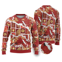 Hawaii Japanese Culture Red Ugly Christmas Sweater Spring Cranes Aloha Pattern LT01 Red - Polynesian Pride