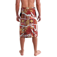 Hawaii Japanese Culture Red Lavalava Spring Cranes Aloha Pattern