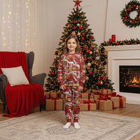 Hawaii Japanese Culture Red Christmas Pajama Set Spring Cranes Aloha Pattern LT01 Kid Red - Polynesian Pride
