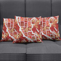 Hawaii Japanese Culture Red Pillow Cover Spring Cranes Aloha Pattern