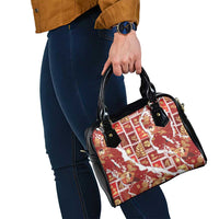 Hawaii Japanese Culture Red Shoulder Handbag Spring Cranes Aloha Pattern