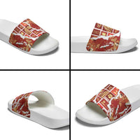 Hawaii Japanese Culture Red Slide Sandals Spring Cranes Aloha Pattern LT01 - Polynesian Pride