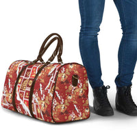 Hawaii Japanese Culture Red Travel Bag Spring Cranes Aloha Pattern