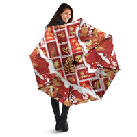 Hawaii Japanese Culture Red Umbrella Spring Cranes Aloha Pattern
