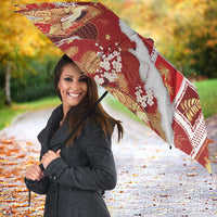 Hawaii Japanese Culture Red Umbrella Spring Cranes Aloha Pattern