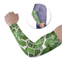 Hawaii Japanese Culture Sage Green Arm Sleeves Spring Cranes Aloha Pattern