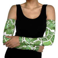 Hawaii Japanese Culture Sage Green Arm Sleeves Spring Cranes Aloha Pattern