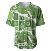Hawaii Japanese Culture Sage Green Baseball Jersey Spring Cranes Aloha Pattern
