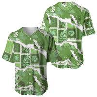 Hawaii Japanese Culture Sage Green Baseball Jersey Spring Cranes Aloha Pattern