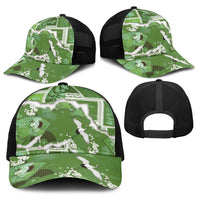 Hawaii Japanese Culture Sage Green Baseball Net Cap Spring Cranes Aloha Pattern