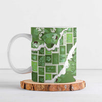 Hawaii Japanese Culture Sage Green Ceramic Mug Spring Cranes Aloha Pattern