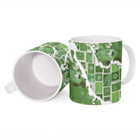 Hawaii Japanese Culture Sage Green Ceramic Mug Spring Cranes Aloha Pattern