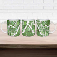 Hawaii Japanese Culture Sage Green Ceramic Mug Spring Cranes Aloha Pattern
