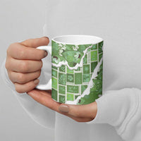 Hawaii Japanese Culture Sage Green Ceramic Mug Spring Cranes Aloha Pattern