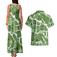 Hawaii Japanese Culture Sage Green Couples Matching Tank Maxi Dress and Hawaiian Shirt Spring Cranes Aloha Pattern LT01 - Polynesian Pride