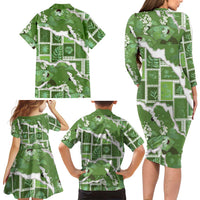 Hawaii Japanese Culture Sage Green Family Matching Long Sleeve Bodycon Dress and Hawaiian Shirt Spring Cranes Aloha Pattern LT01 - Polynesian Pride
