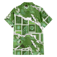 Hawaii Japanese Culture Sage Green Family Matching Off Shoulder Maxi Dress and Hawaiian Shirt Spring Cranes Aloha Pattern