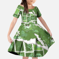 Hawaii Japanese Culture Sage Green Family Matching Puletasi and Hawaiian Shirt Spring Cranes Aloha Pattern LT01 Daughter's Dress Sage - Polynesian Pride