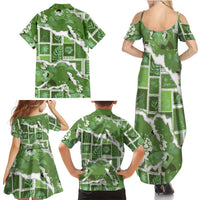 Hawaii Japanese Culture Sage Green Family Matching Summer Maxi Dress and Hawaiian Shirt Spring Cranes Aloha Pattern