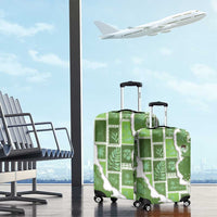 Hawaii Japanese Culture Sage Green Luggage Cover Spring Cranes Aloha Pattern