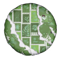 Hawaii Japanese Culture Sage Green Spare Tire Cover Spring Cranes Aloha Pattern