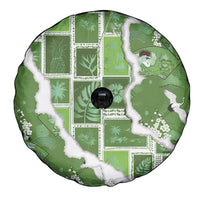 Hawaii Japanese Culture Sage Green Spare Tire Cover Spring Cranes Aloha Pattern