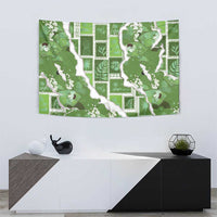 Hawaii Japanese Culture Sage Green Tapestry Spring Cranes Aloha Pattern