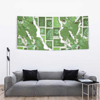 Hawaii Japanese Culture Sage Green Tapestry Spring Cranes Aloha Pattern